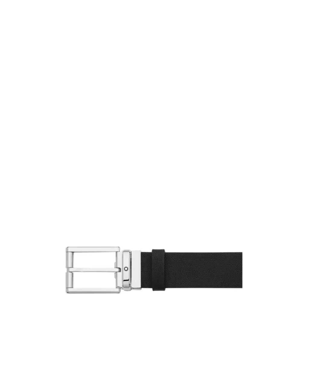 Rectangular-Buckle Leather Belt
