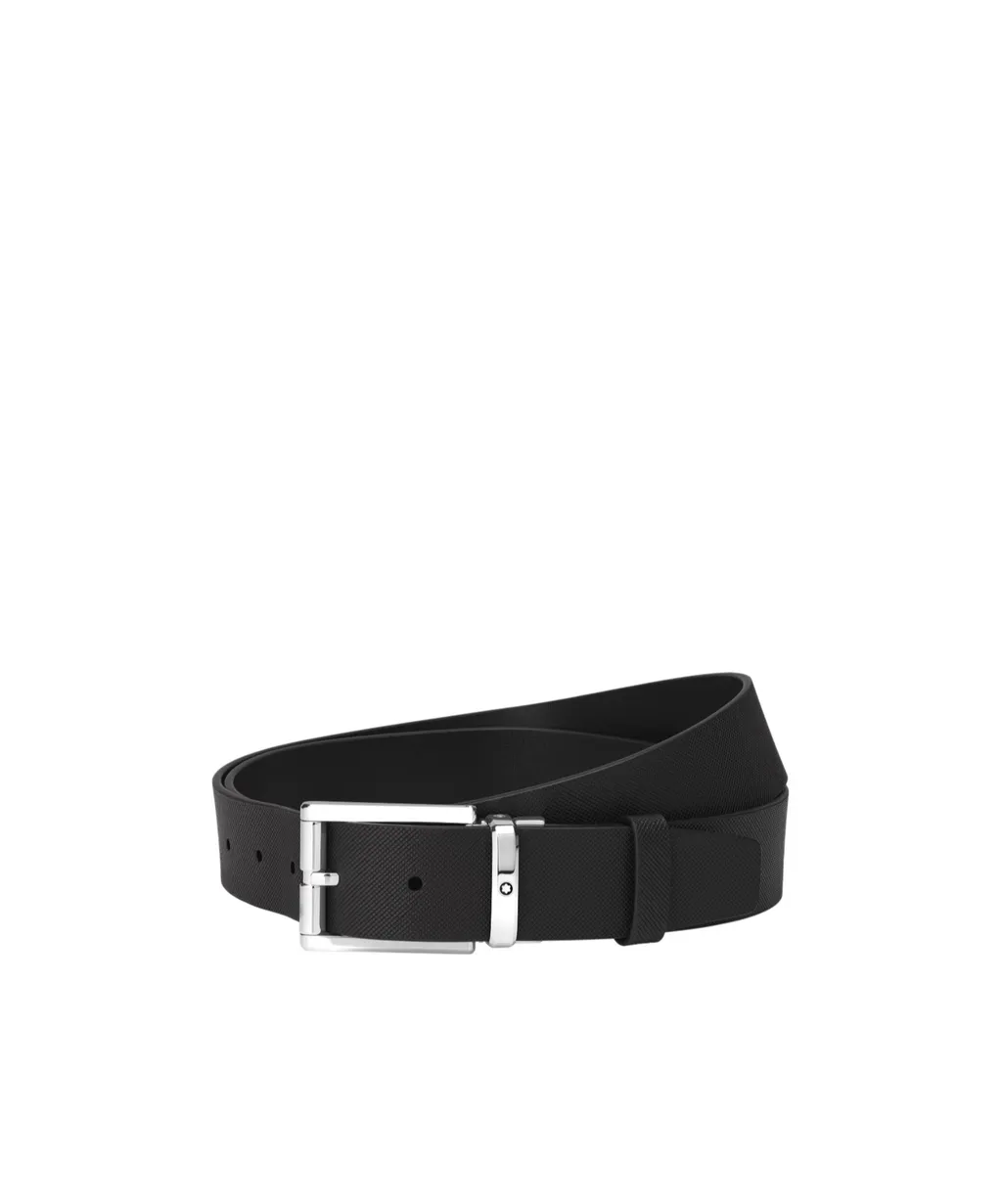Rectangular-Buckle Leather Belt