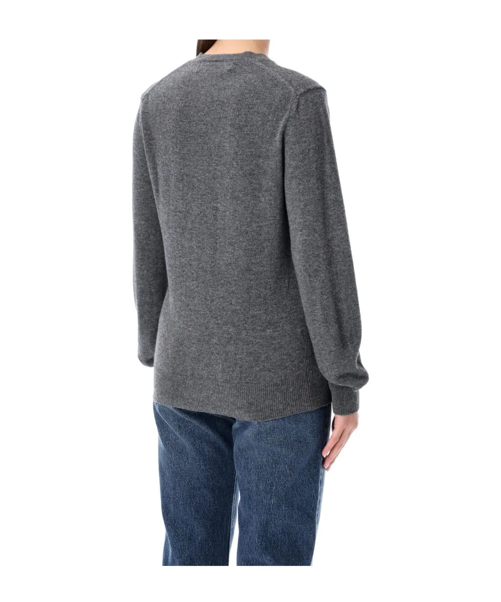 Comme Des GarÇOns Play Logo Detailed V-Neck Sweater