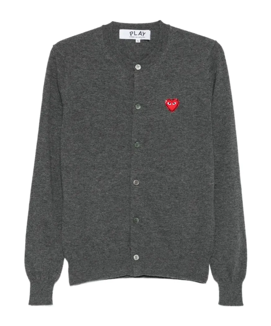 Comme Des GarÇOns Play Logo Detailed Crewneck Cardigan