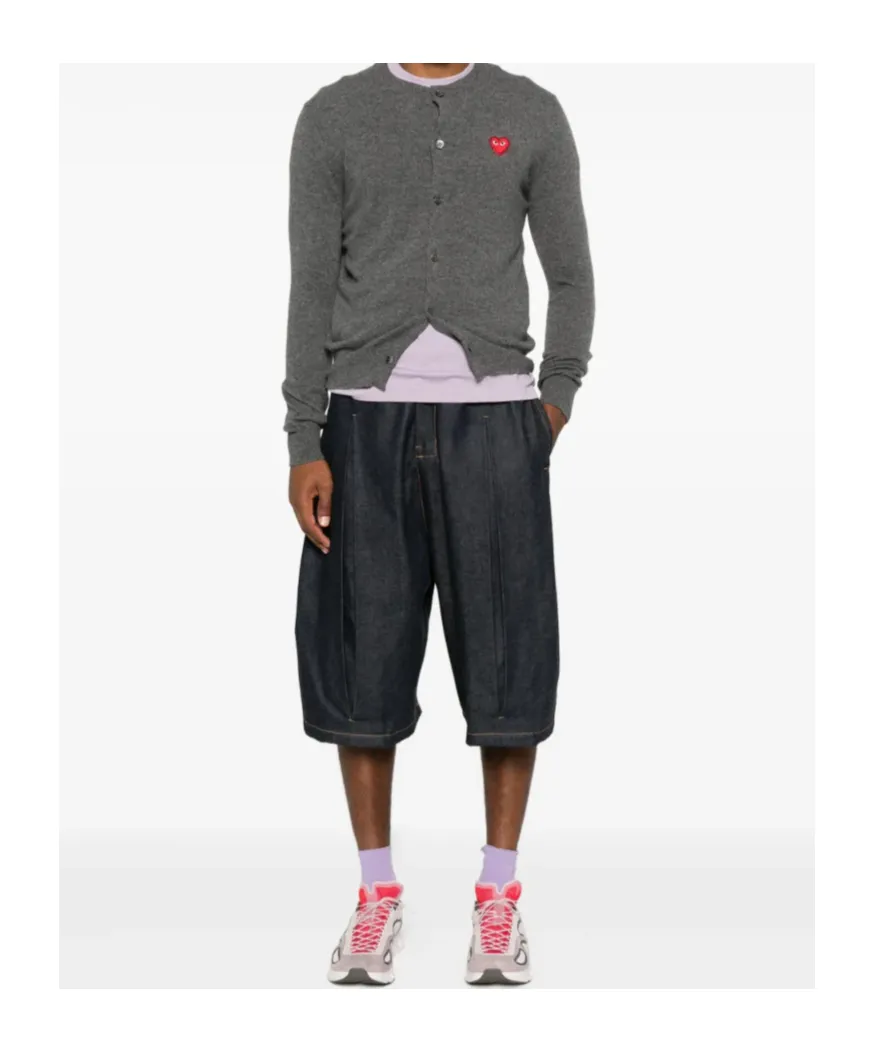 Comme Des GarÇOns Play Logo Detailed Crewneck Cardigan