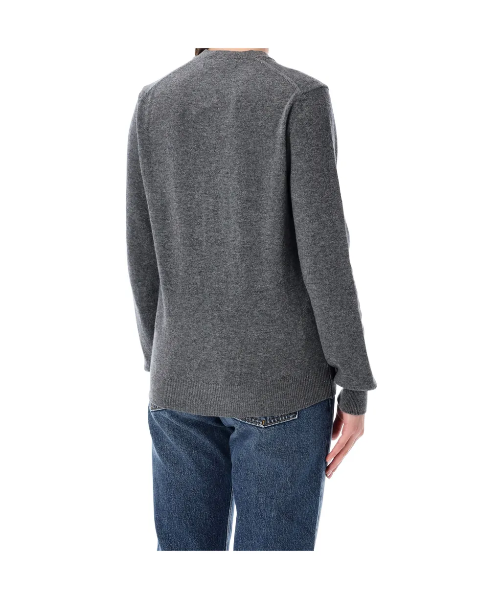 Comme Des GarÇOns Play Logo Detailed Crewneck Cardigan