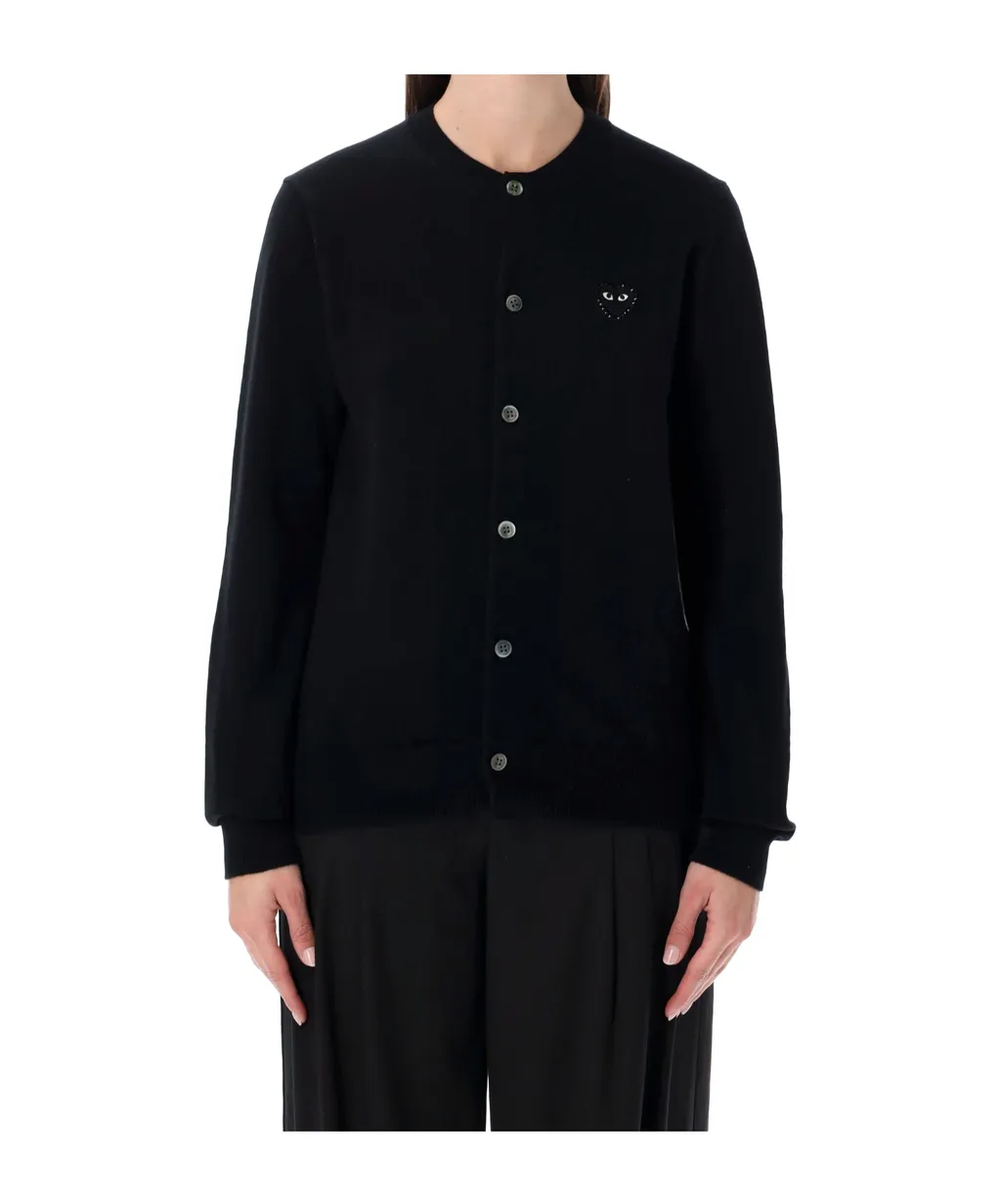 Comme Des GarÇOns Play Logo Patch Crewneck Cardigan