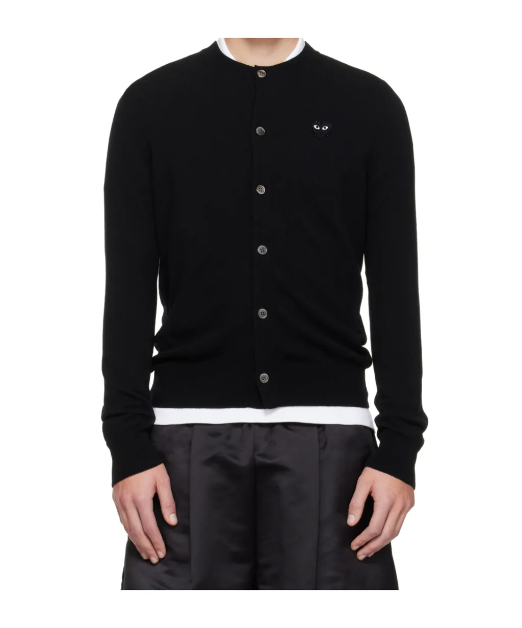 Comme Des GarÇOns Play Logo Patch Crewneck Cardigan