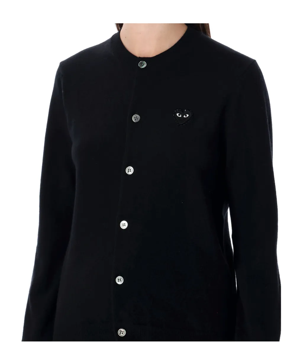 Comme Des GarÇOns Play Logo Patch Crewneck Cardigan