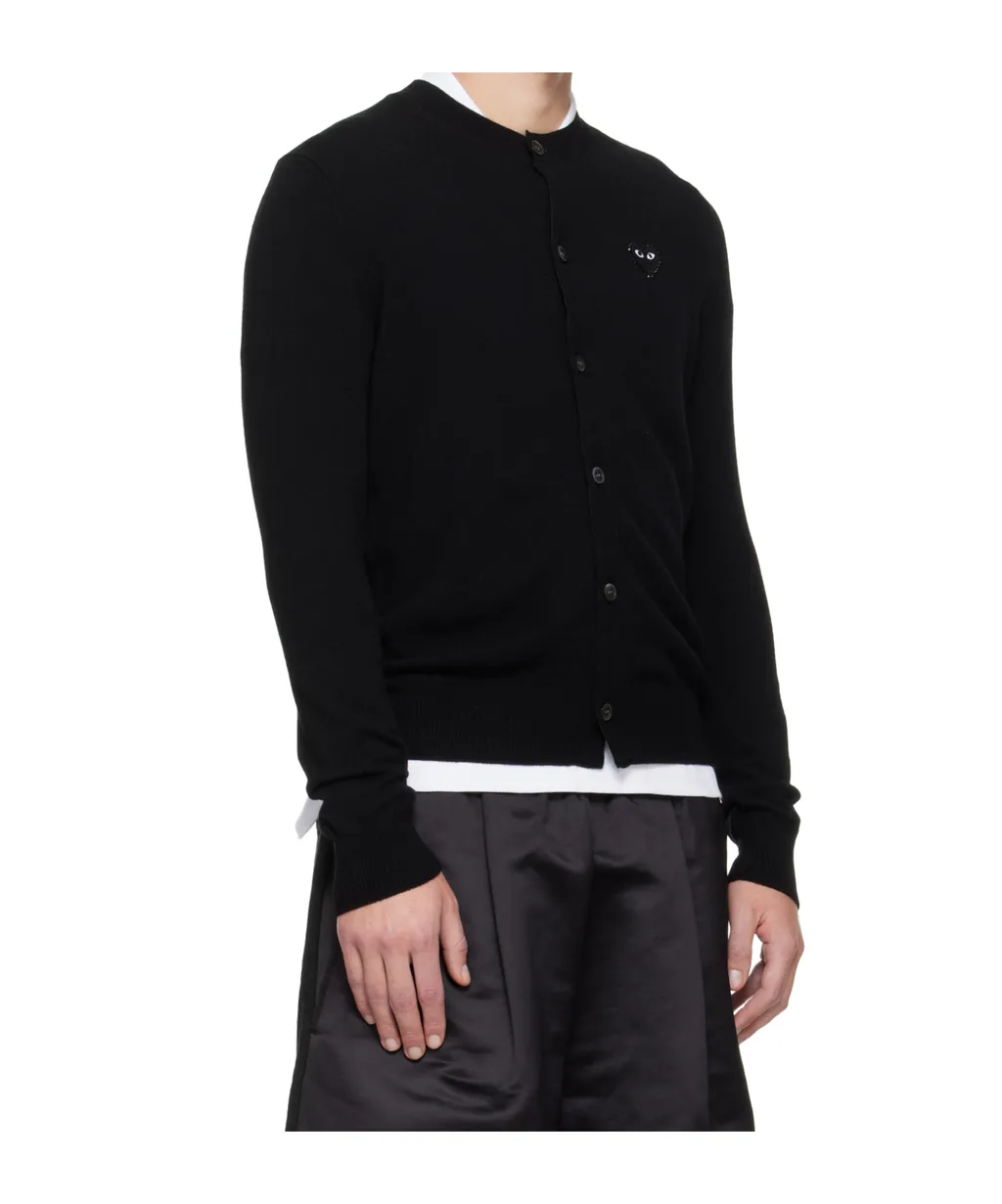 Comme Des GarÇOns Play Logo Patch Crewneck Cardigan