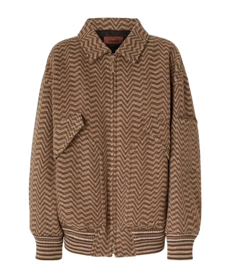 Missoni Irregular Chevron Patterned Bomber Jacket