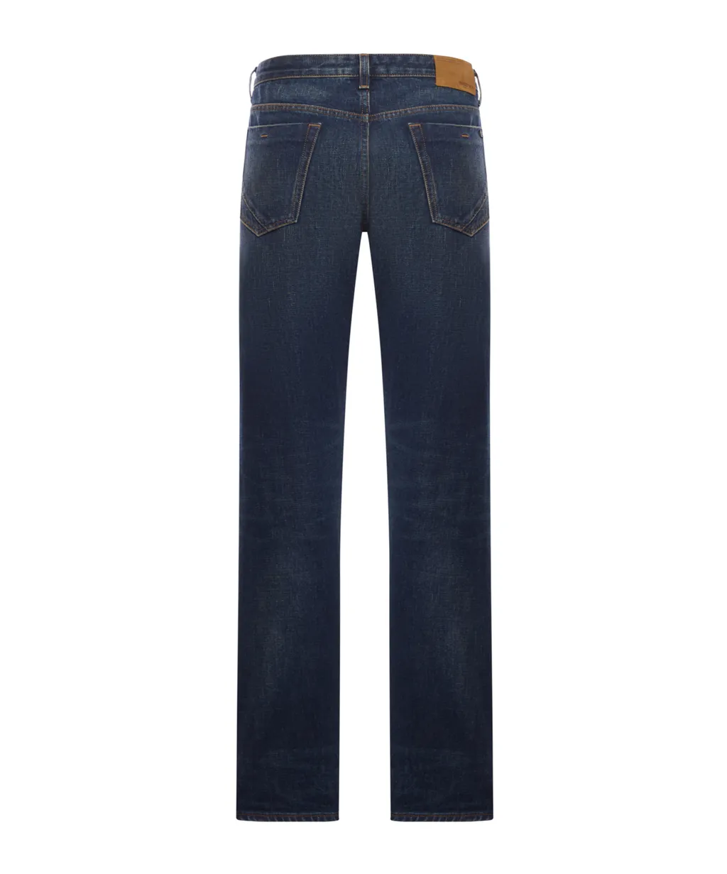 Button-Fastening Cotton Jeans