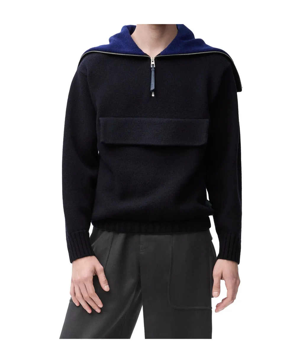 Zip-Up Sweater In Wool