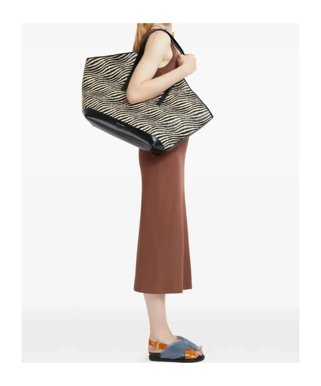 Marni Logo Patch Waves Tote Bag