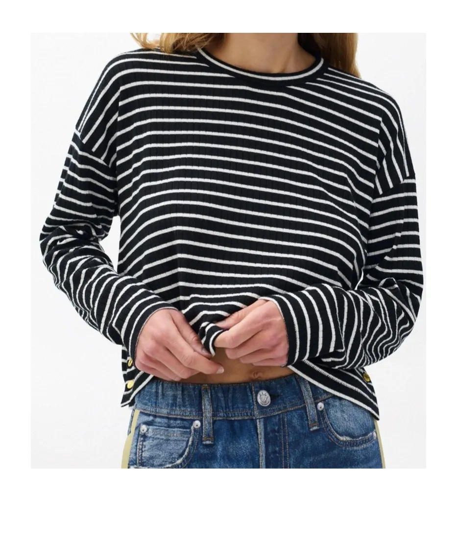 Knitted Striped Long-Sleeved T-Shirt