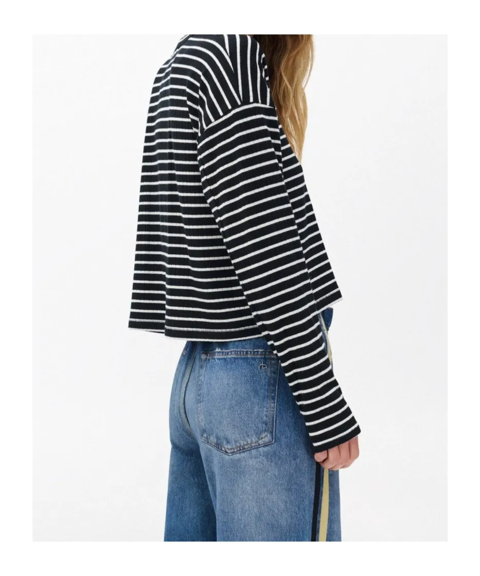 Knitted Striped Long-Sleeved T-Shirt