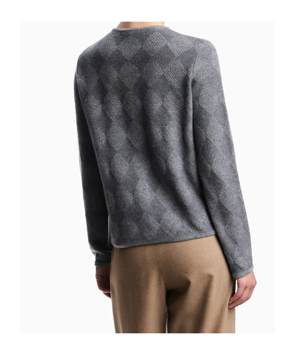 Diamond-Pattern Button Cardigan