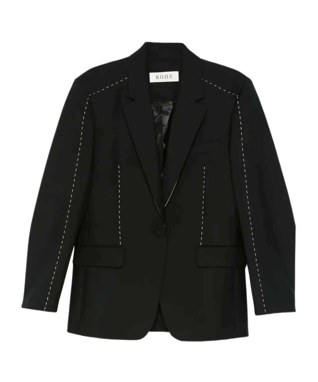 RÓHe Contrast-Stitching Single-Breasted Blazer