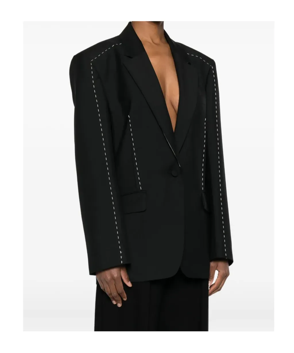 RÓHe Contrast-Stitching Single-Breasted Blazer