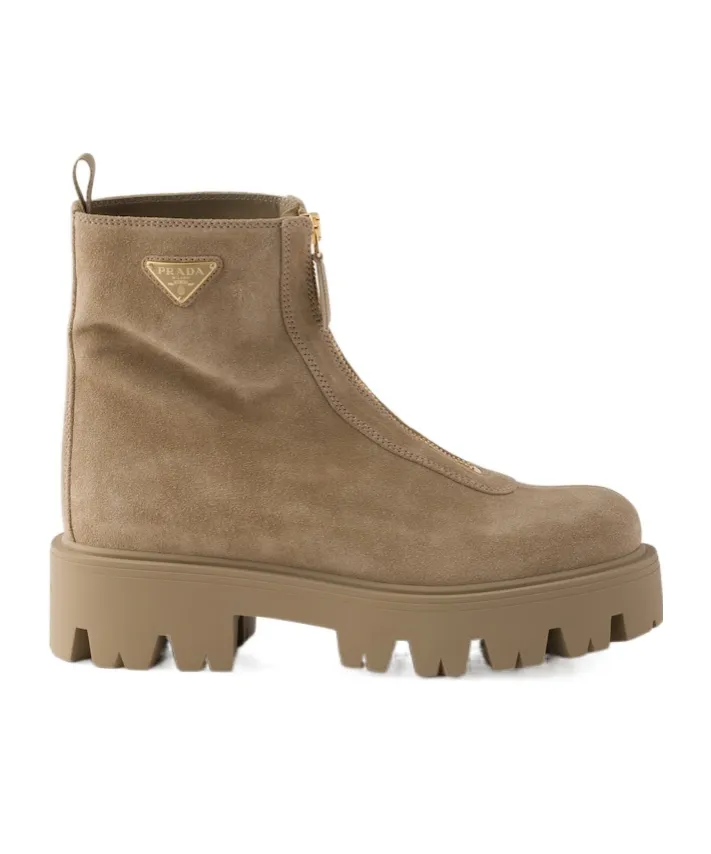 Prada Triangle-Logo Zipped Boots