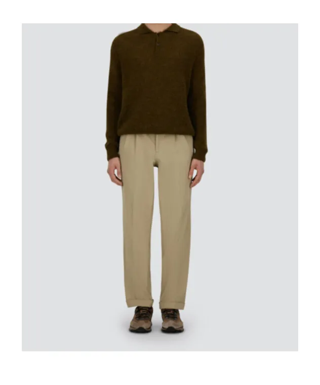 Pleated Cuffed Straight-Leg Trousers