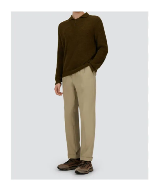 Pleated Cuffed Straight-Leg Trousers