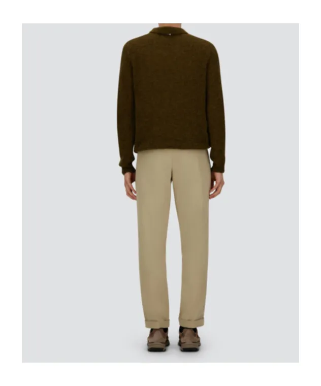 Pleated Cuffed Straight-Leg Trousers