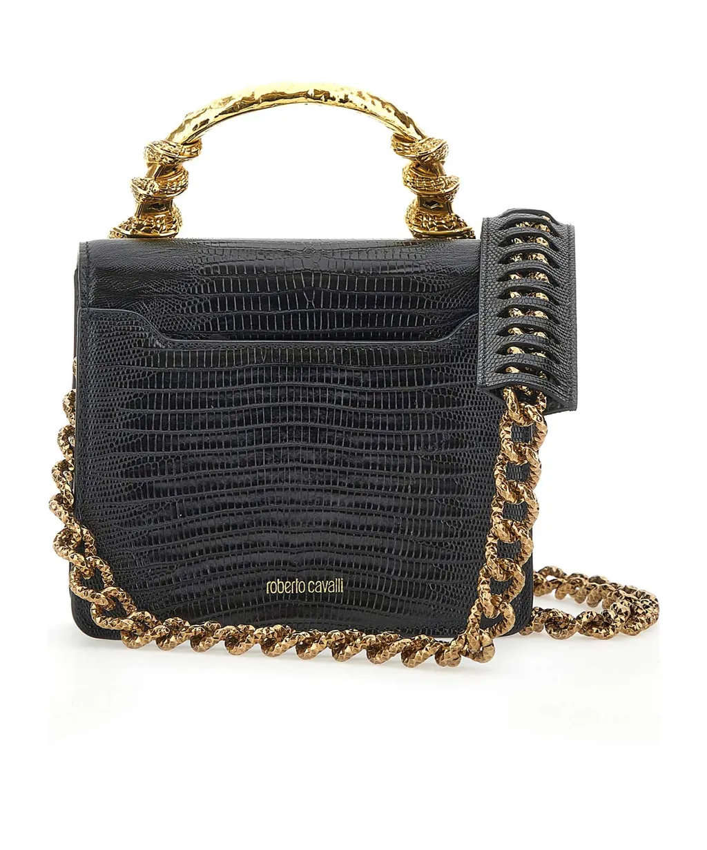 Roberto Cavalli Embossed Chain Shoulder Bag