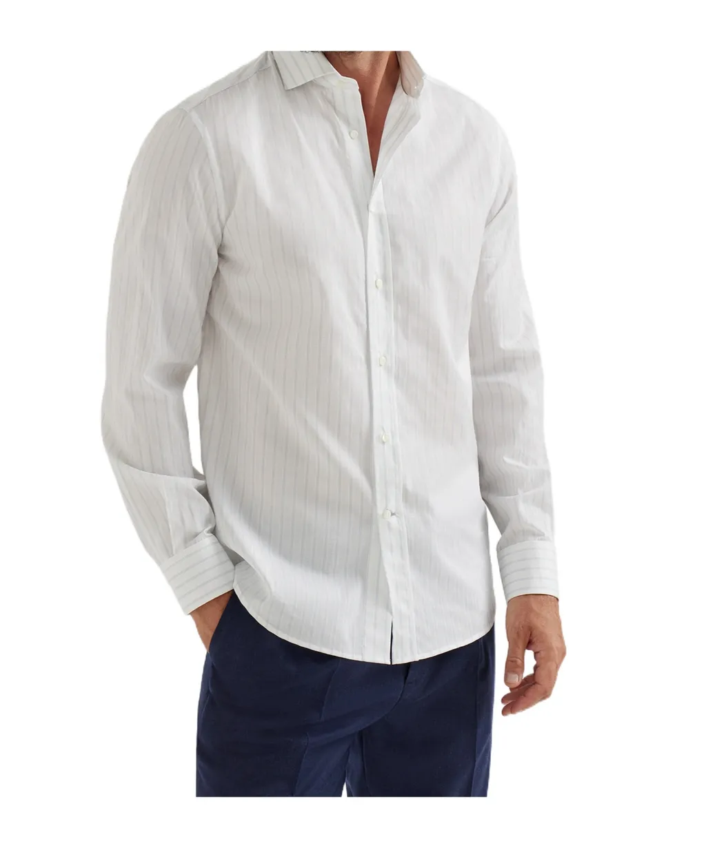 Brunello Cucinelli Striped Long-Sleeved Shirt