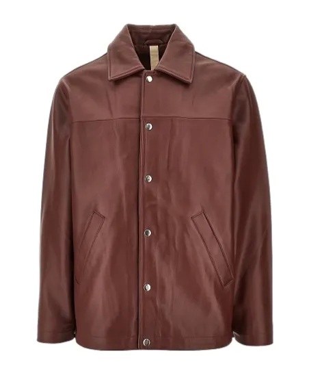 Long-Sleeved Leather Jacket