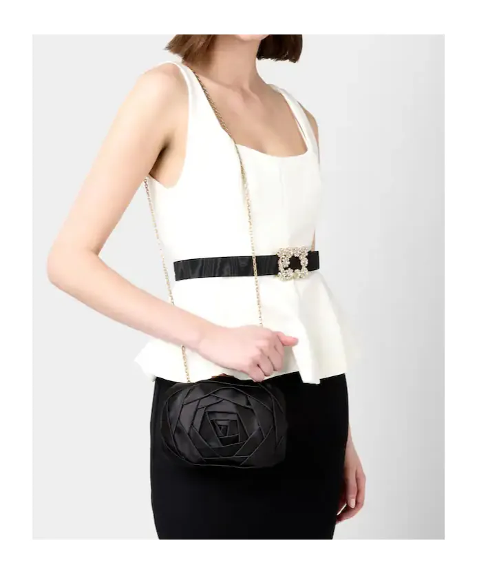 Rose-Motif Chain Mini Bag