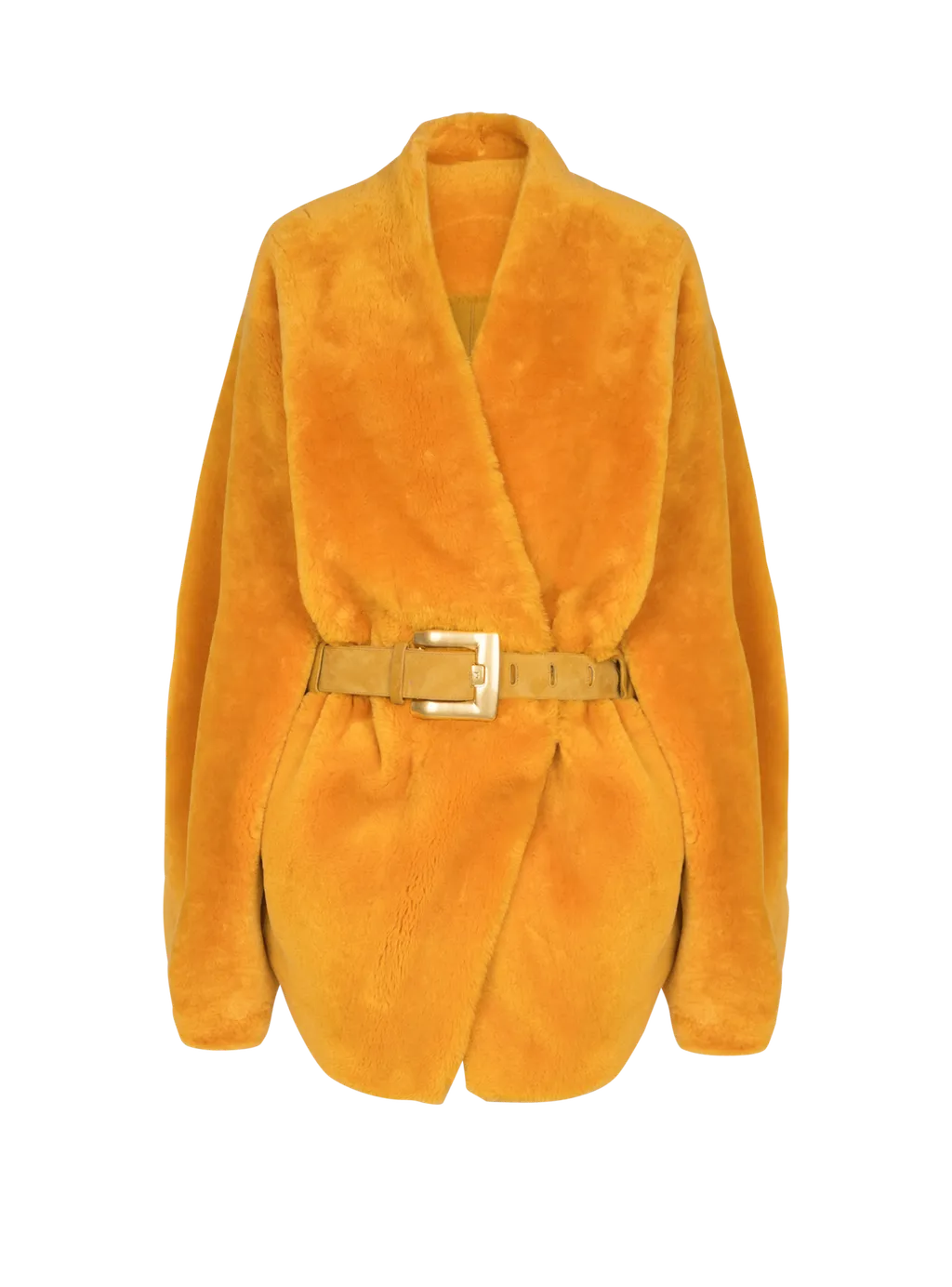 Balmain Belted Shearling Coat