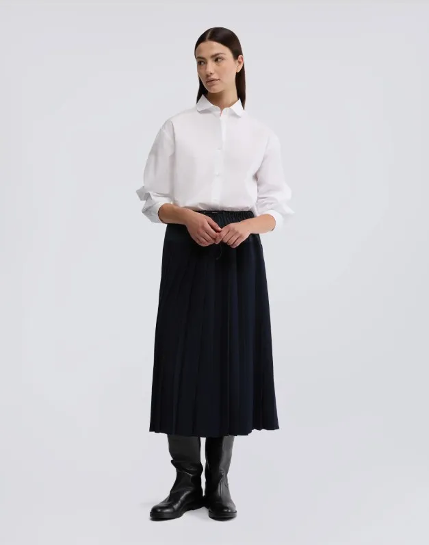 Pleated A-Line Mid-Length Skirt