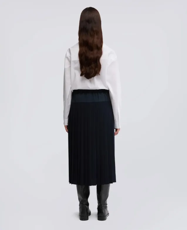 Pleated A-Line Mid-Length Skirt