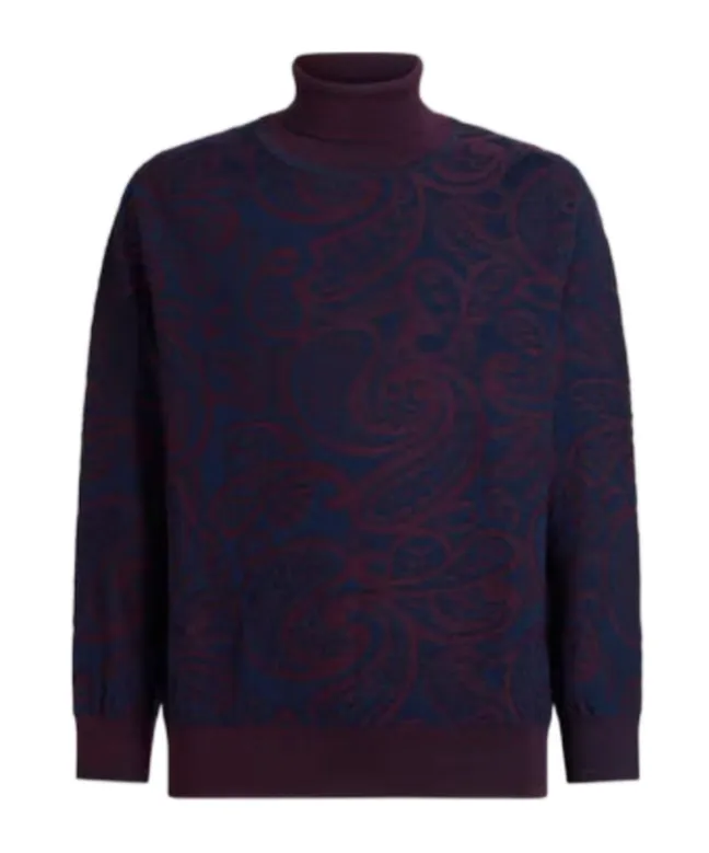 Wool-Blend Jacquard Turtleneck Sweater