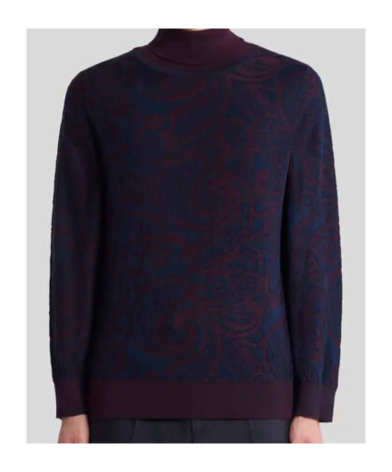 Wool-Blend Jacquard Turtleneck Sweater