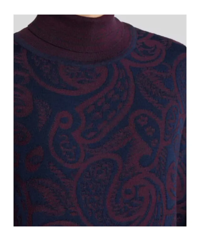 Wool-Blend Jacquard Turtleneck Sweater