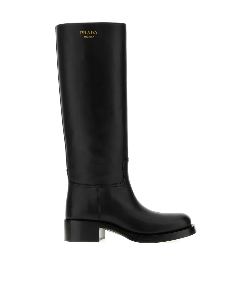 Prada Round-Toe Knee-High Boots