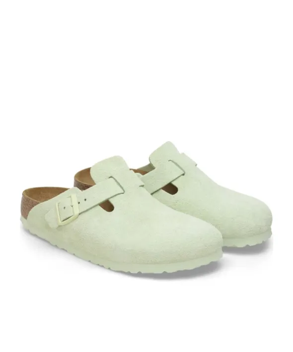 Boston Soft Footbed Buckle Mules Faded Lime