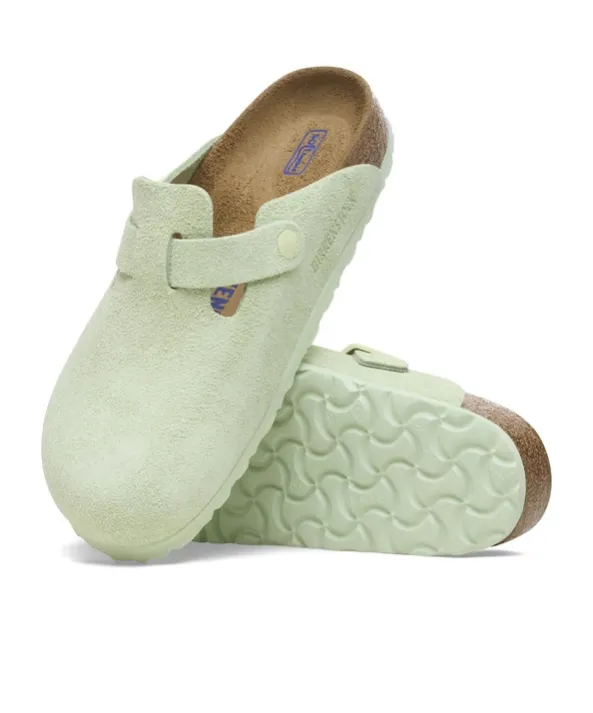Boston Soft Footbed Buckle Mules Faded Lime