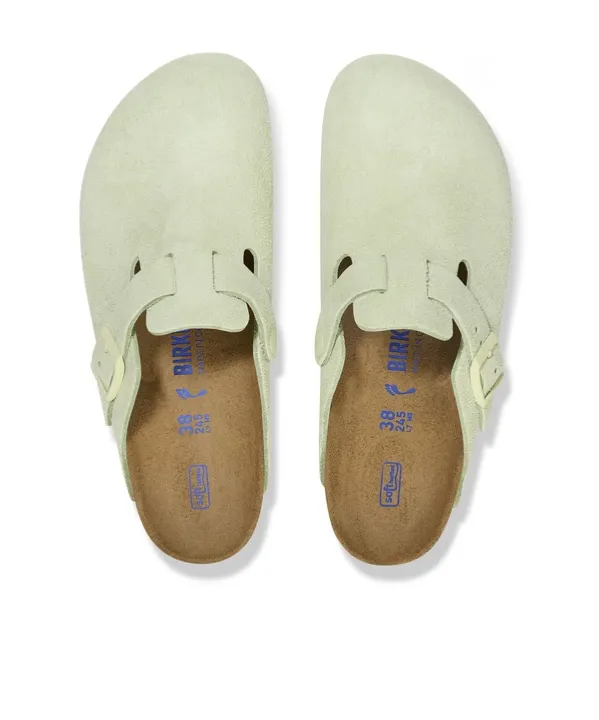 Boston Soft Footbed Buckle Mules Faded Lime