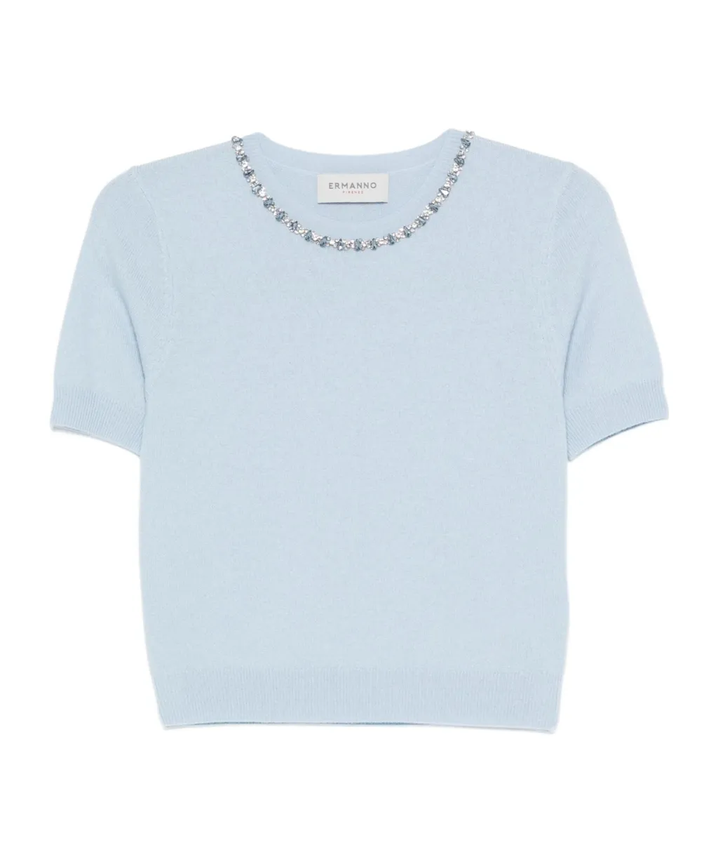 Crew Neck Short-Sleeved Sweater