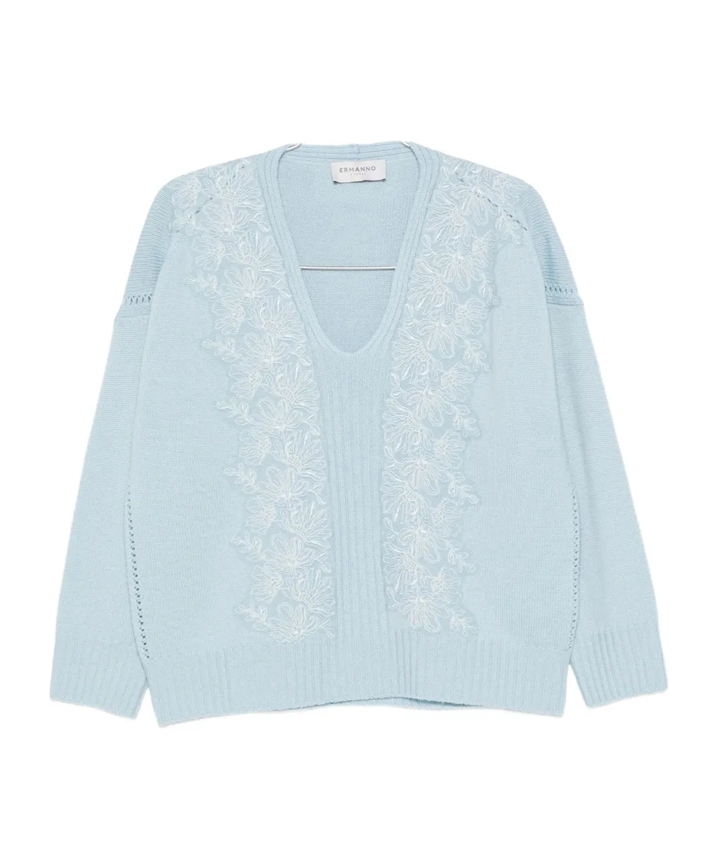 V-Neck Long-Sleeved Sweater