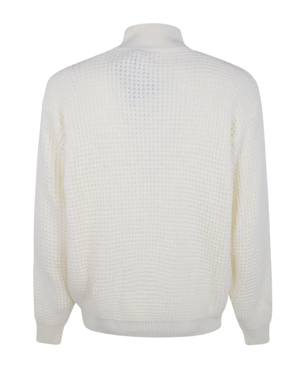 Zip-Up Waffle-Knit Cardigan