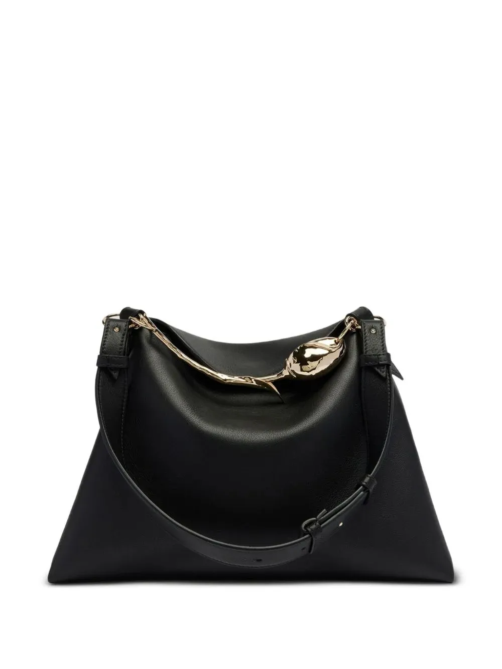 Midi Bloom Tulip-Handle Leather Tote Bag