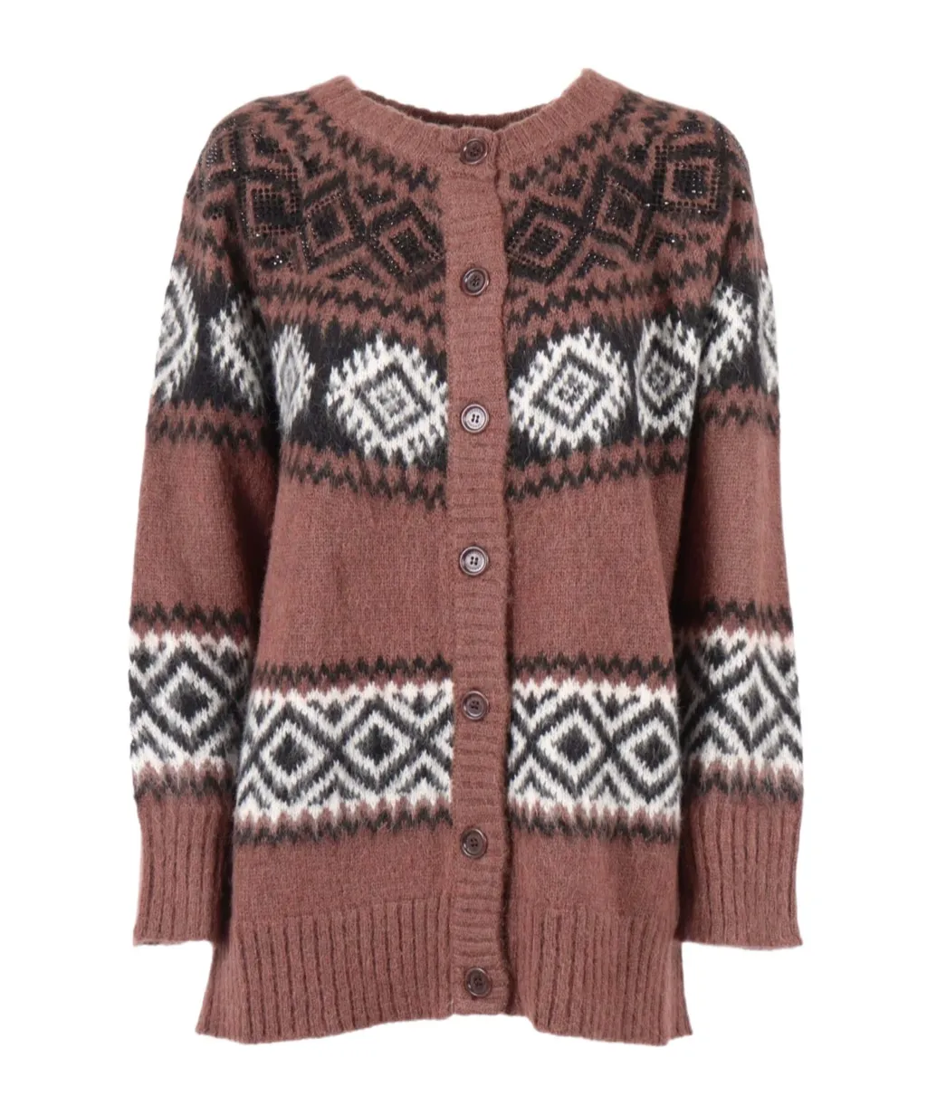 Rhombus-Patterned Cardigan