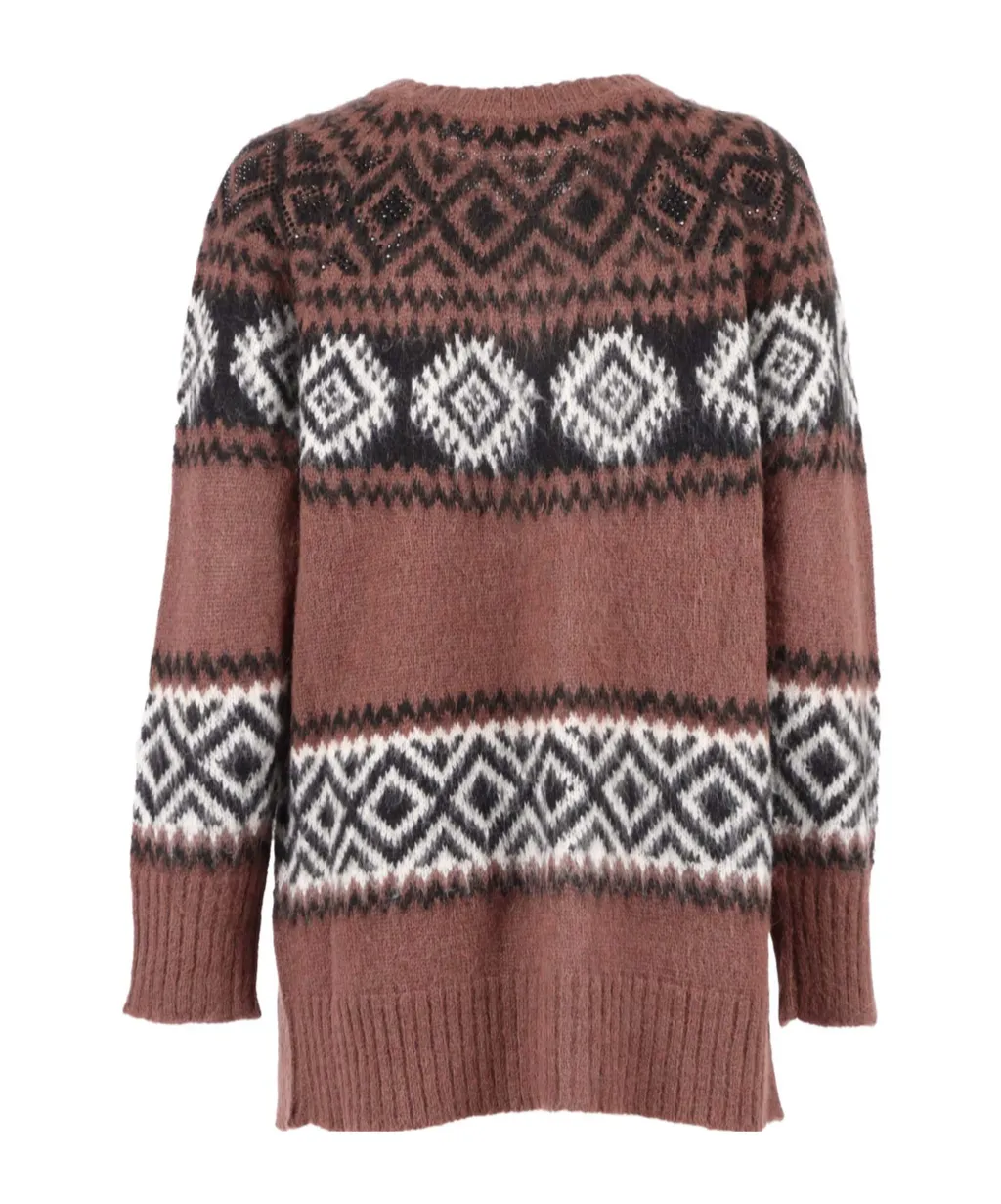 Rhombus-Patterned Cardigan
