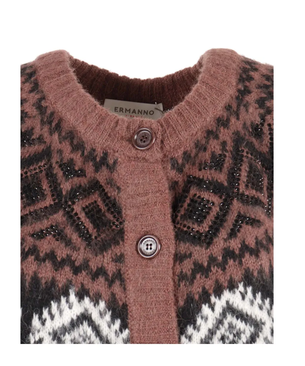 Rhombus-Patterned Cardigan