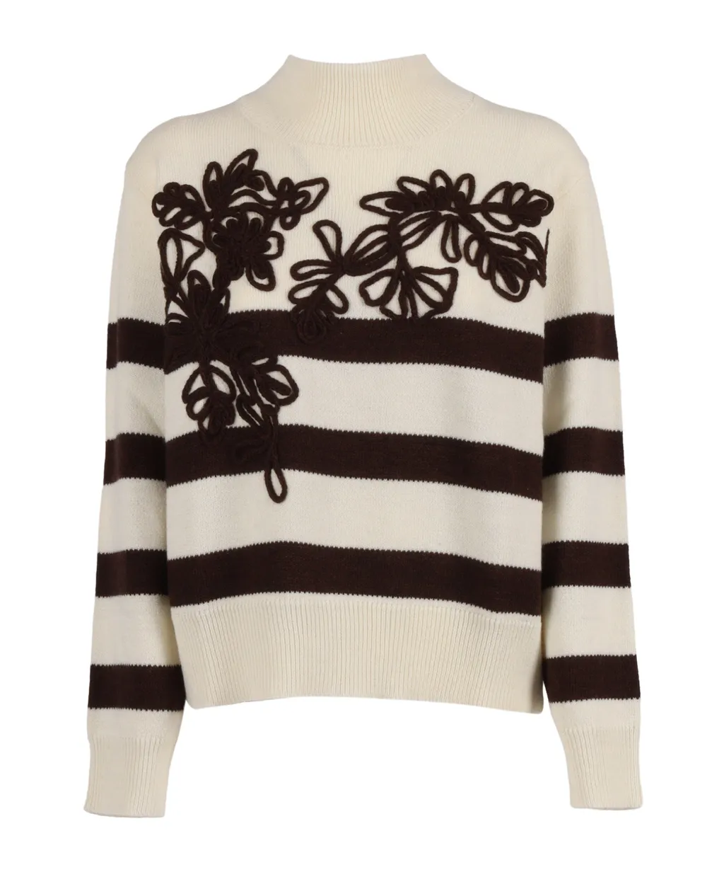 Striped Embroidered Sweater