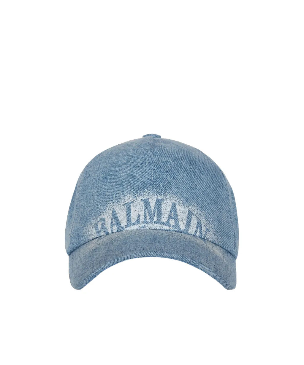 Balmain Logo Detailed Denim Cap