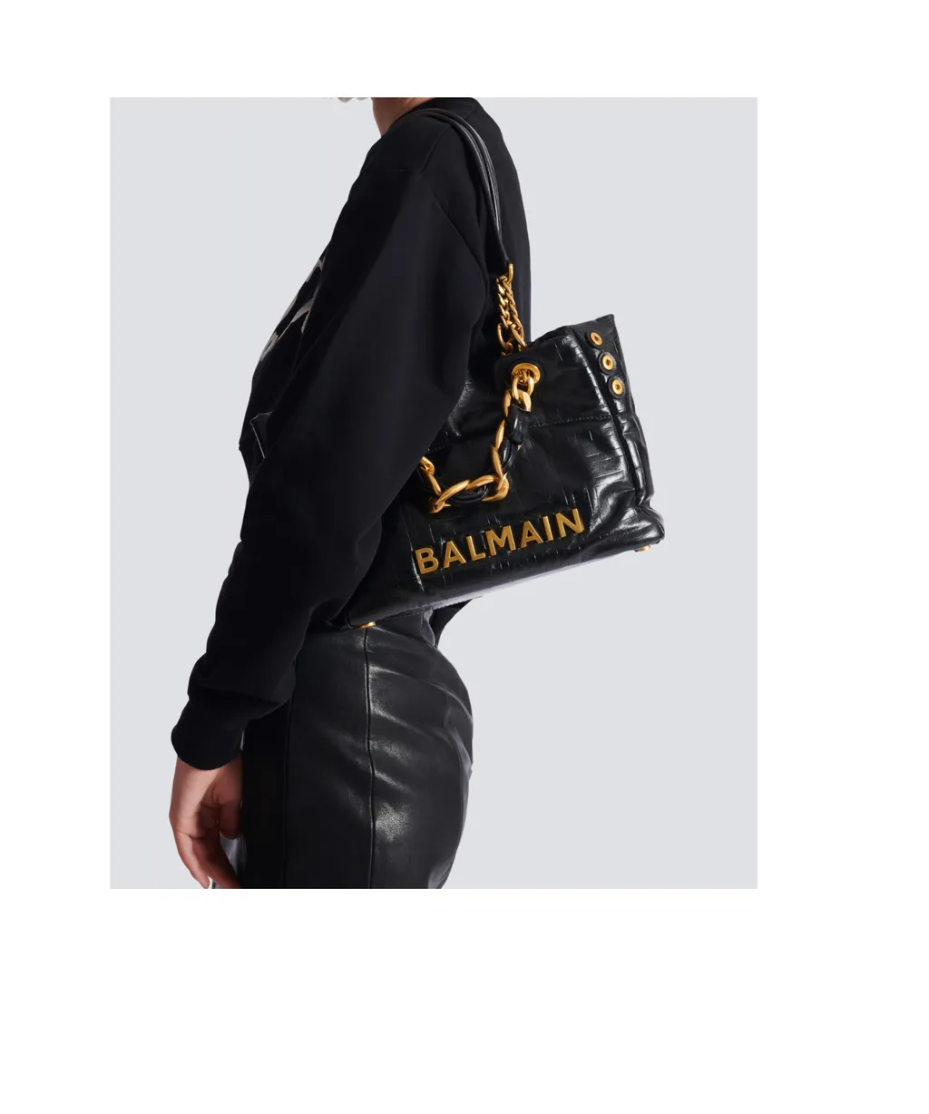 Balmain Crackled Small 1945 Soft Tote Bag