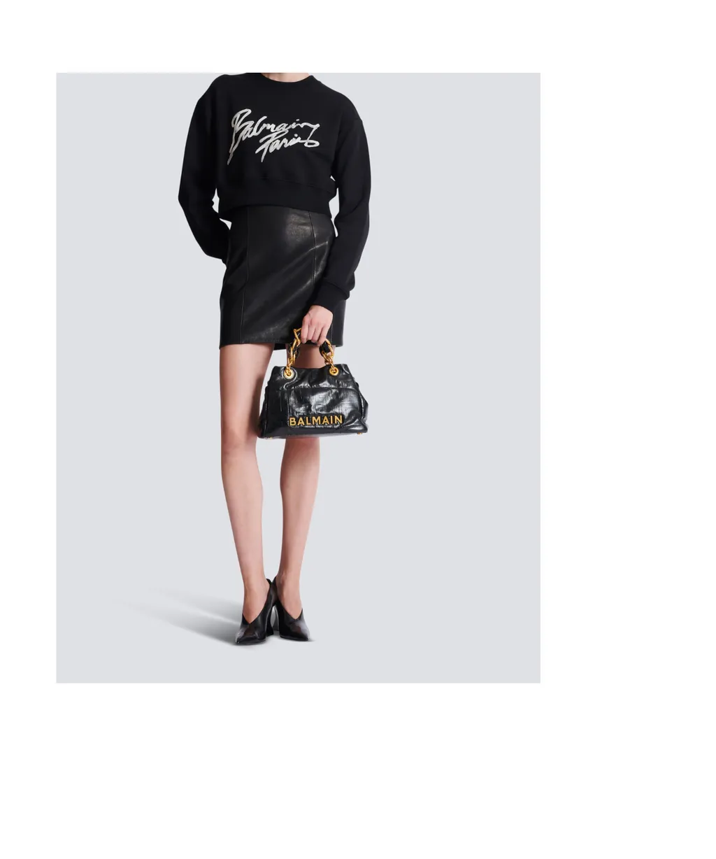 Balmain Crackled Small 1945 Soft Tote Bag