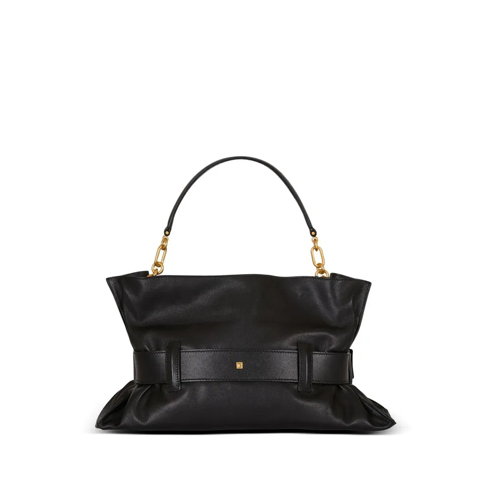 Balmain Anthem Buckled Medium Shoulder Bag