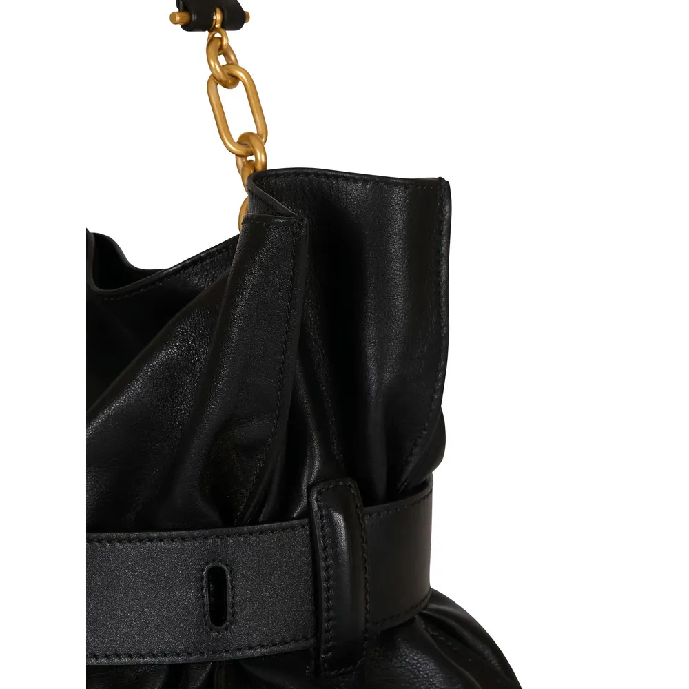 Balmain Anthem Buckled Medium Shoulder Bag